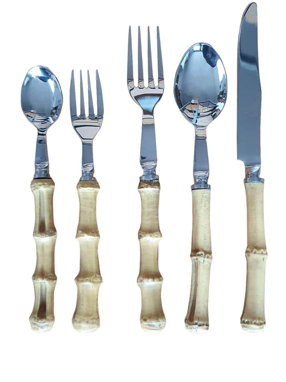 Les-Ottomans Bamboo ceramic five-piece cutlery set - Silver von Les-Ottomans