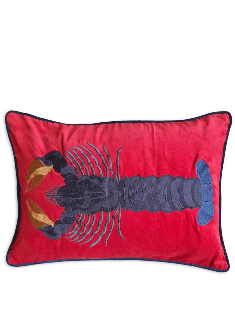 Les-Ottomans Lobster-embroidered linen cushion von Les-Ottomans