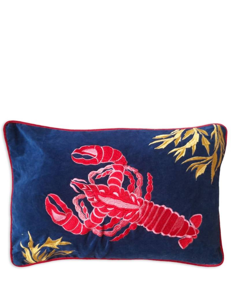 Les-Ottomans Rock Lobster embroidered cushion - Blue von Les-Ottomans