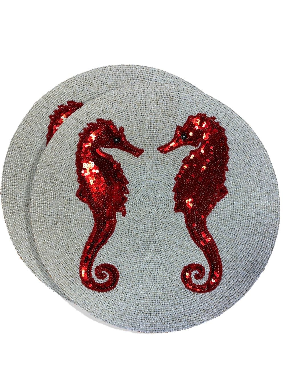 Les-Ottomans Seahorse beaded placemat (set of two) - Grey von Les-Ottomans