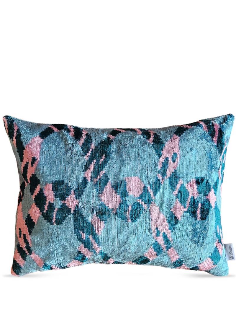 Les-Ottomans geometric-pattern print velvet cushion - Blue von Les-Ottomans