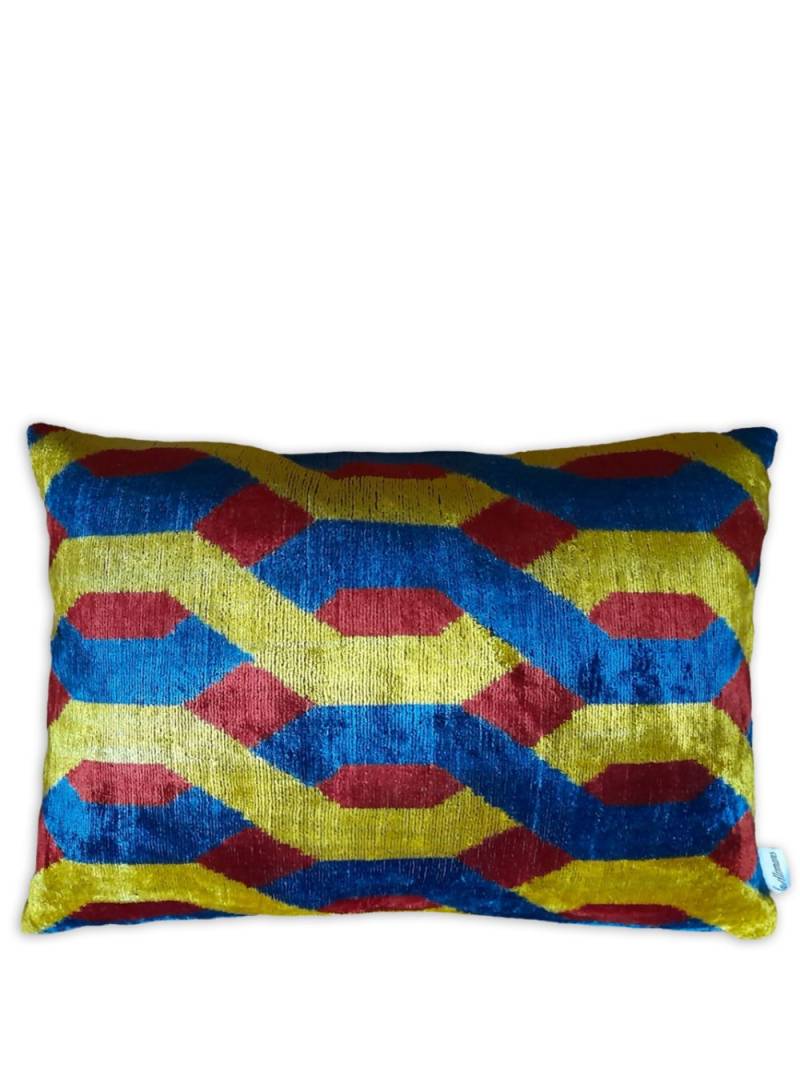 Les-Ottomans geometric-print velvet cushion - Multicolour von Les-Ottomans