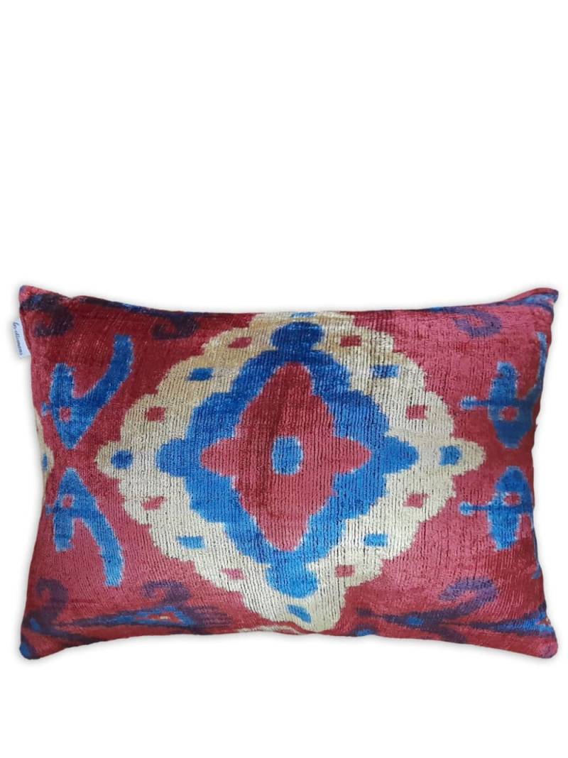 Les-Ottomans ikat-print velvet cushion - Red von Les-Ottomans