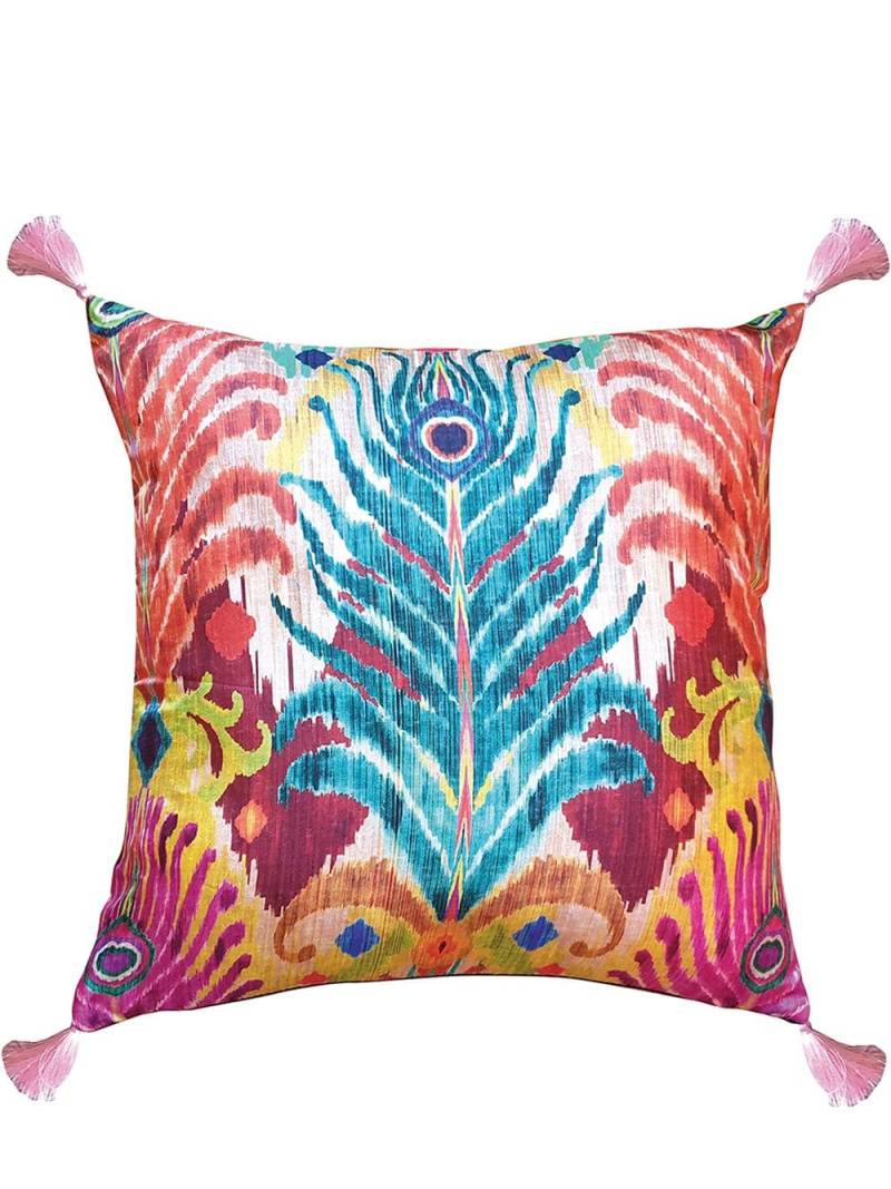 Les-Ottomans feather-print silk-blend cushion - Pink von Les-Ottomans