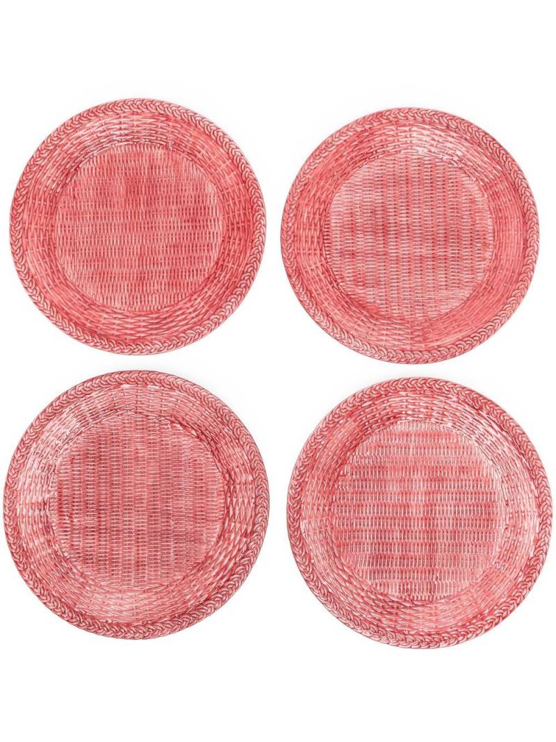 Les-Ottomans woven porcelain plates (set of four) - Red von Les-Ottomans