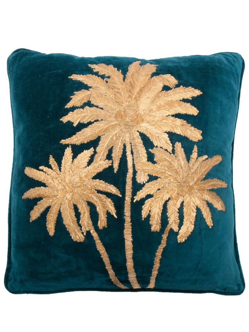 Les-Ottomans x Browns Embroidered Palms velvet cushion (50cm x 50cm) - Blue von Les-Ottomans