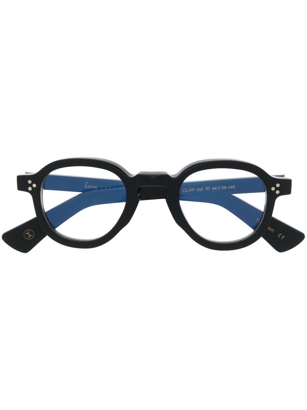 Lesca logo-print round-frame glasses - Black von Lesca