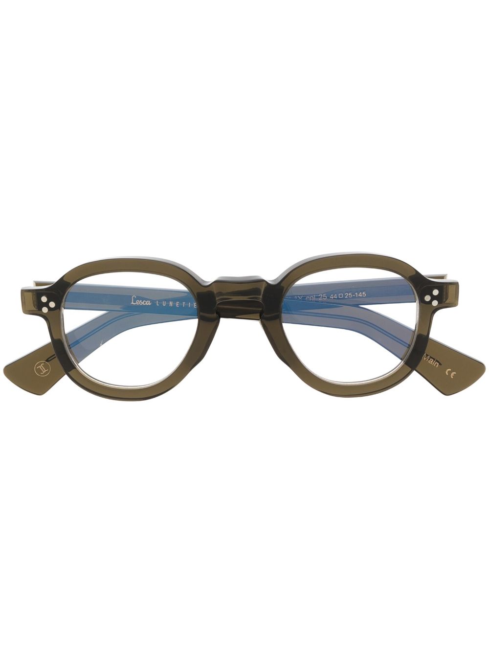 Lesca logo-print round-frame glasses - Green von Lesca