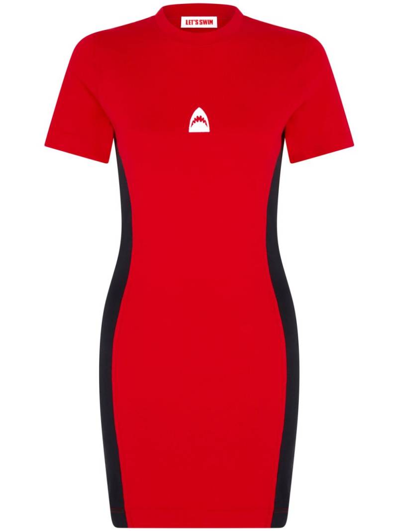 Let's Swim Shark logo bodycon dress - Red von Let's Swim