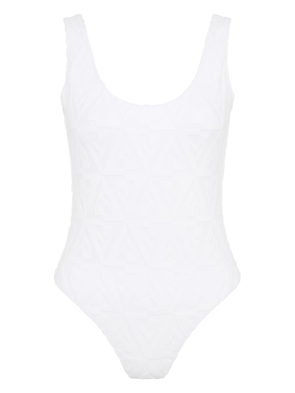 Let's Swim jacquard-shark towlling swimsuit - White von Let's Swim