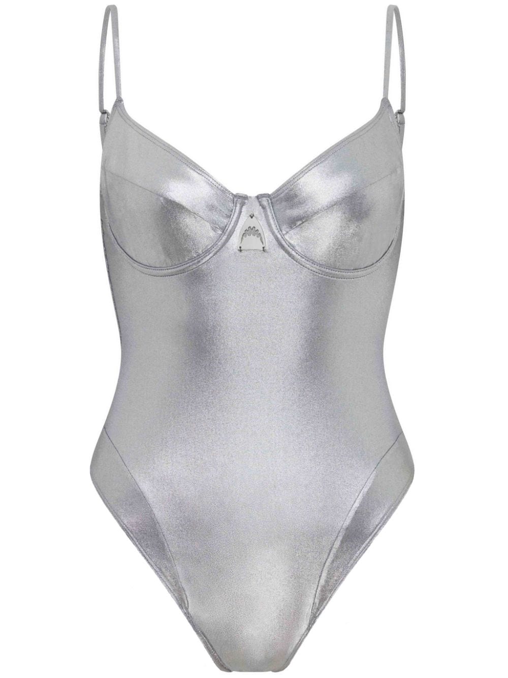 Let's Swim metallic-finish swimsuit - Grey von Let's Swim