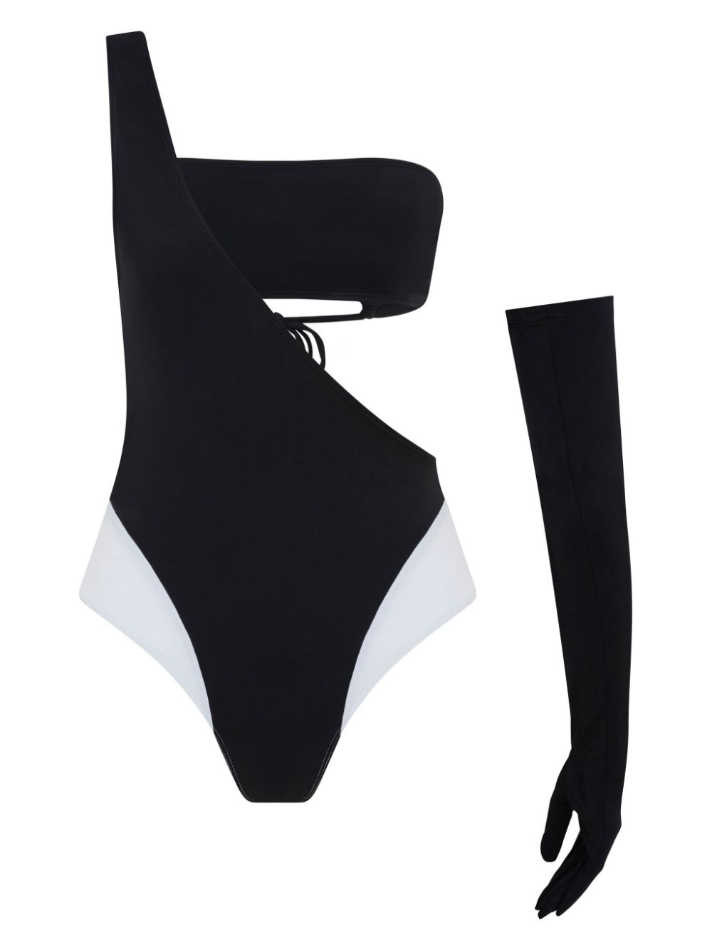 Let's Swim one-shoulder bandeau swimsuit - Black