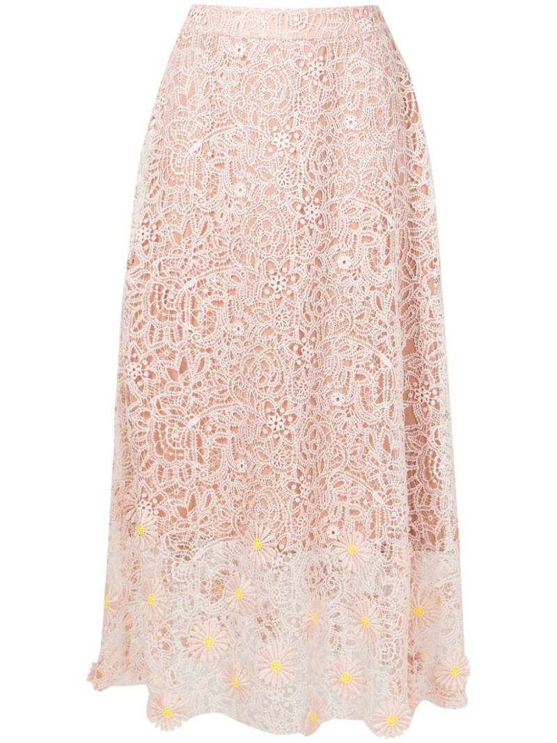 Lethicia Bronstein Belizia floral-lace midi skirt - Pink von Lethicia Bronstein