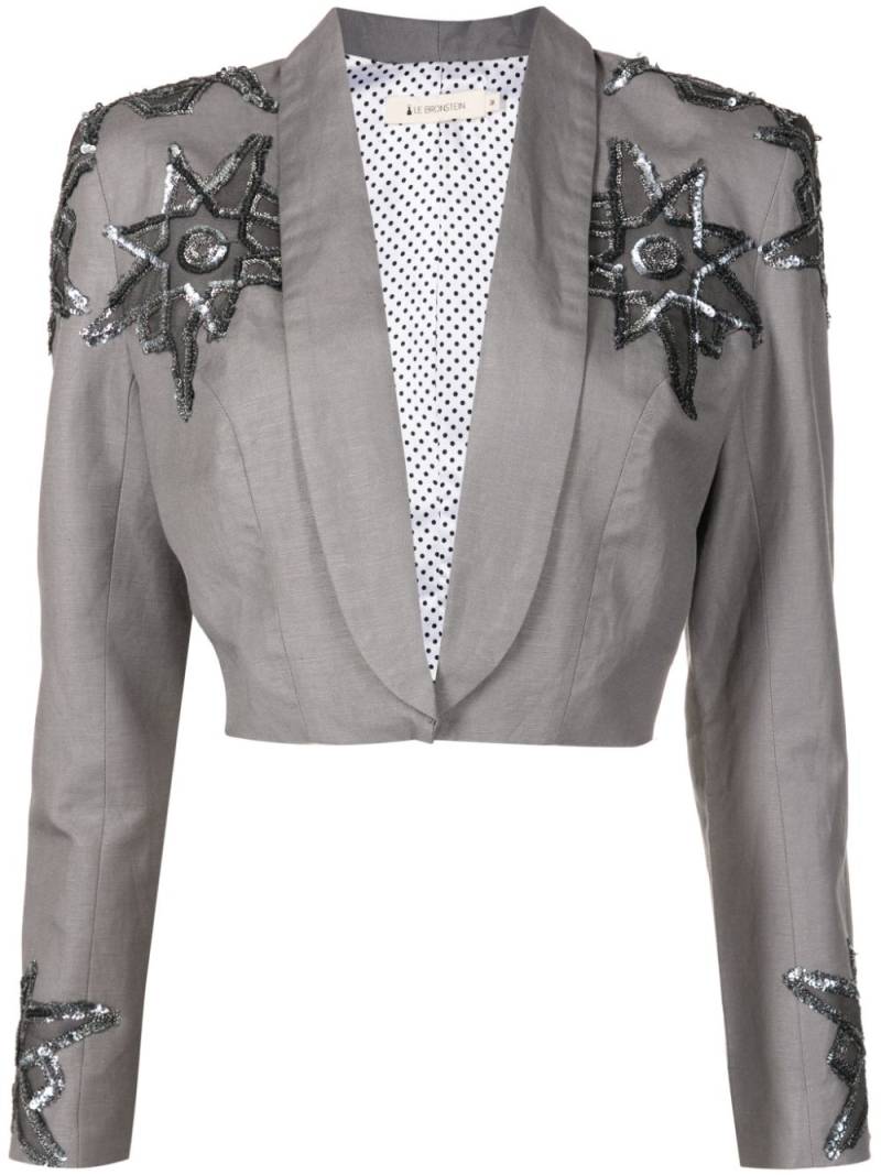 Lethicia Bronstein Hepburn star-appliqué linen blazer - Grey von Lethicia Bronstein