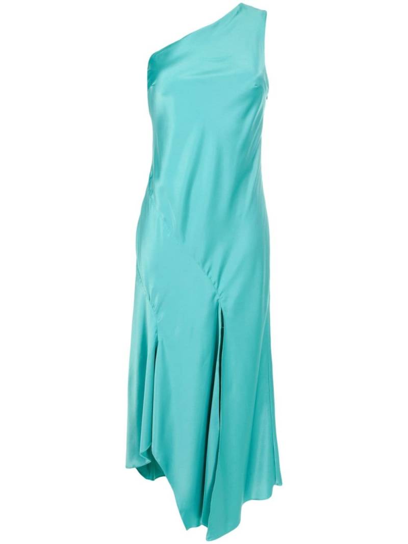 Lethicia Bronstein asymmetric satin maxi dress - Blue von Lethicia Bronstein