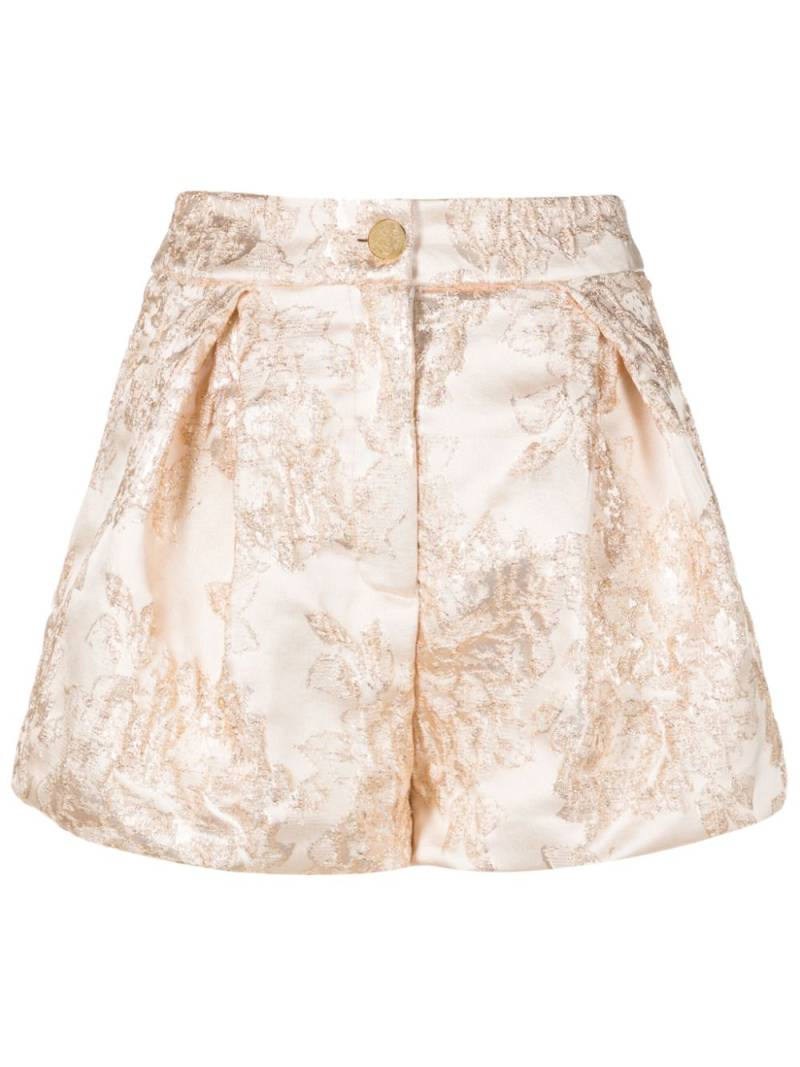 Lethicia Bronstein floral-jacquard puffball mini shorts - Metallic von Lethicia Bronstein