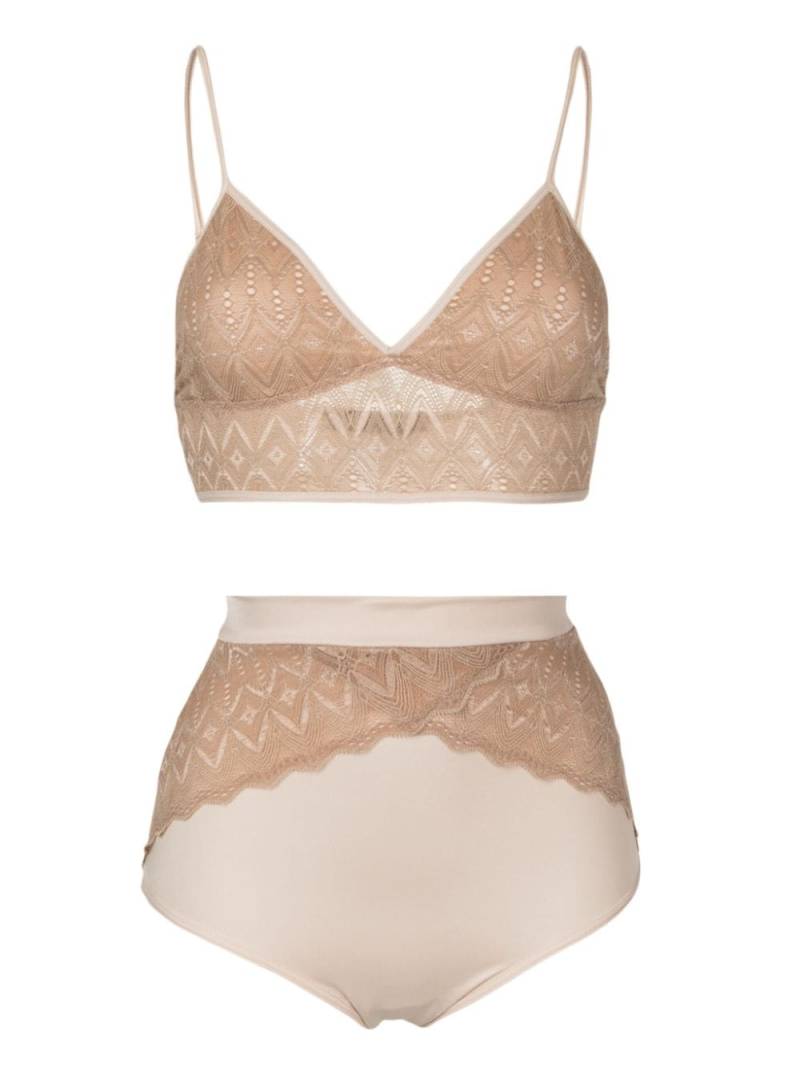 Lethicia Bronstein lace-panel lingerie set (set of two) - Neutrals von Lethicia Bronstein