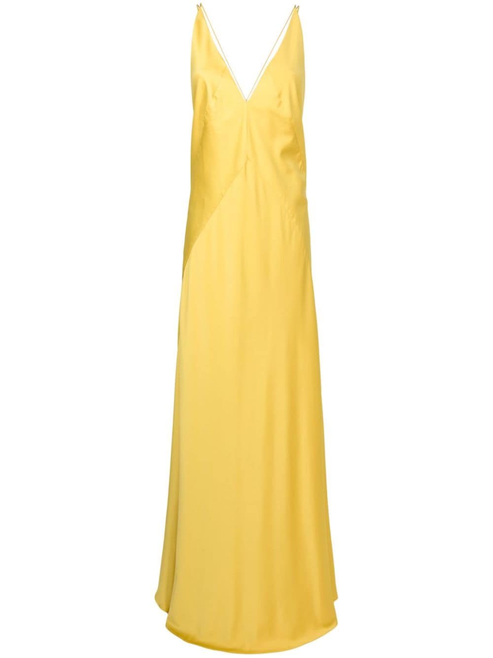 Lethicia Bronstein satin-finish V-neck dress - Yellow von Lethicia Bronstein