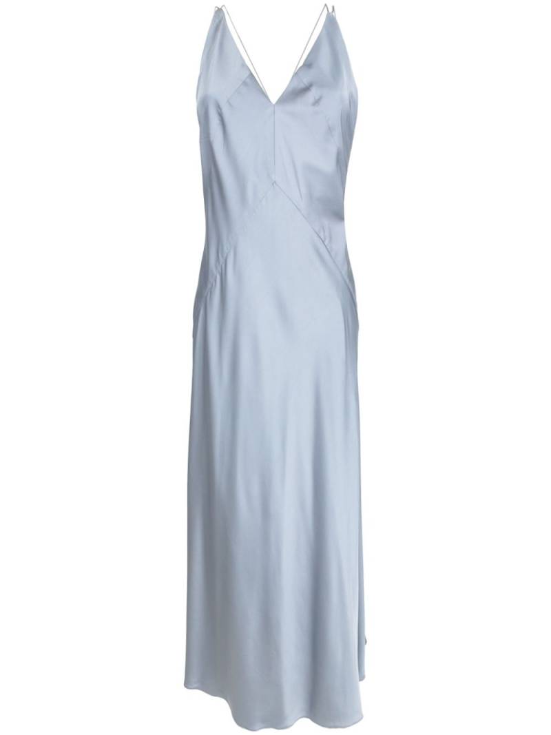 Lethicia Bronstein satin-finish V-neck maxi dress - Blue von Lethicia Bronstein