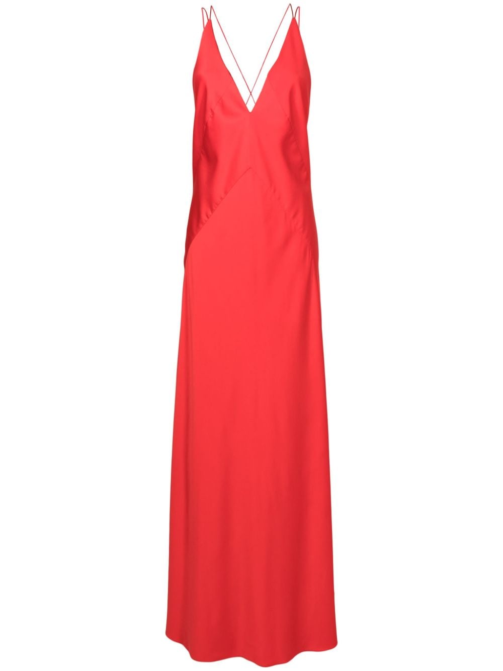 Lethicia Bronstein satin-finish V-neck maxi dress - Red von Lethicia Bronstein