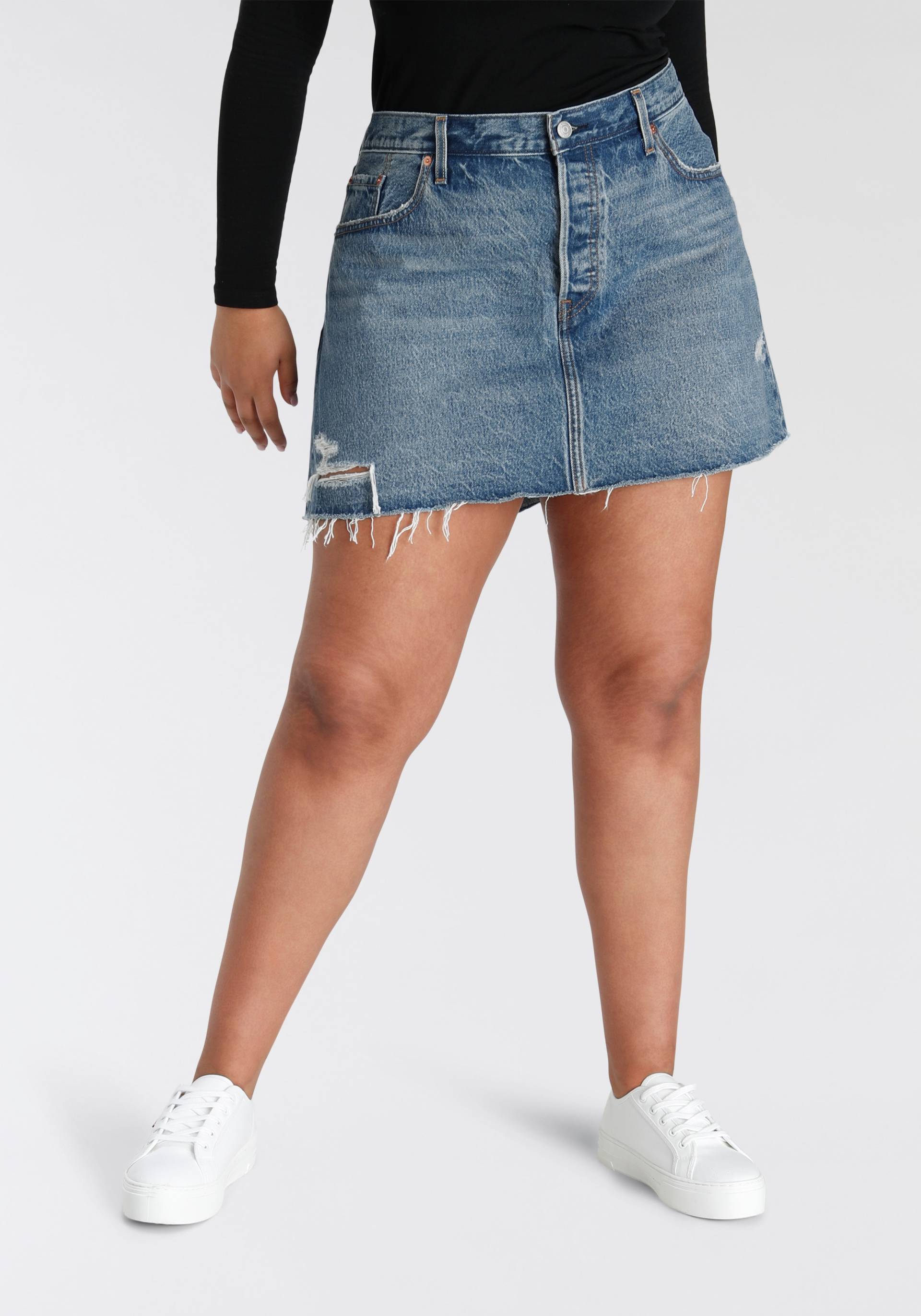 Levi's® Plus Jeansrock »PLUS NEW ICON SKIRT«, mit ausgefranster Kante und Destroyed Details von Levi's® Plus