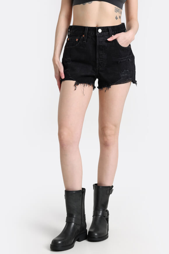 Levi's 501 Jeansshorts | Black Destructed | Damen  | 24 von Levi's