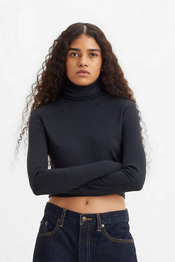 Levi's Geripptes Crop Langarmshirt | Schwarz | Damen  | S von Levi's