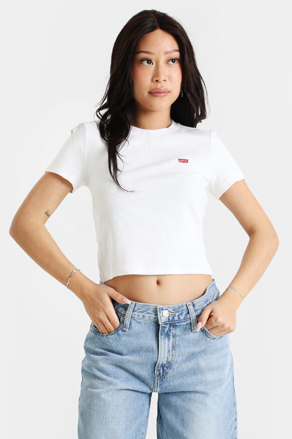 Levi's Geripptes Crop T-Shirt | White | Damen  | M von Levi's