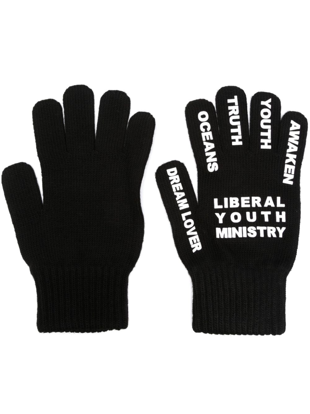 Liberal Youth Ministry knitted logo-print gloves - Black von Liberal Youth Ministry