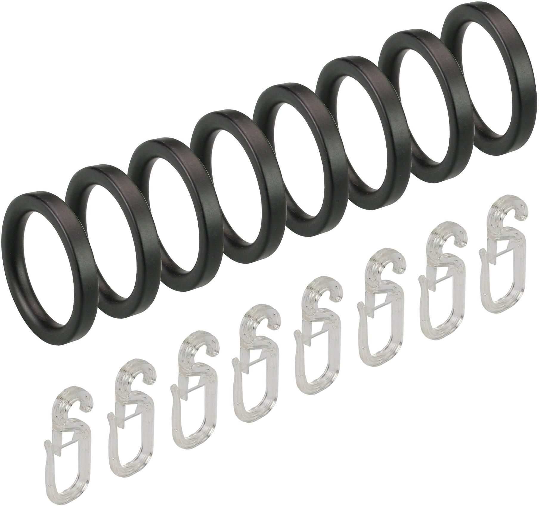 Liedeco Gardinenring, (Set, 8 St., mit Faltenlegehaken), für Gardinenstangen Ø 16 mm von LIEDECO