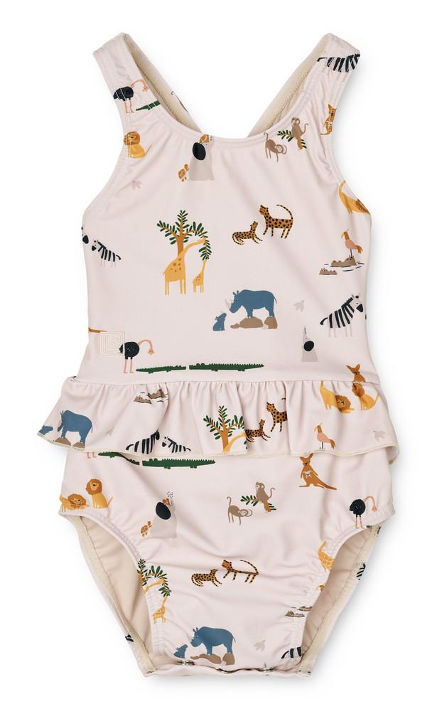 Badeanzug Baby Amina Together Tiere Mädchen Creme 68 von Liewood