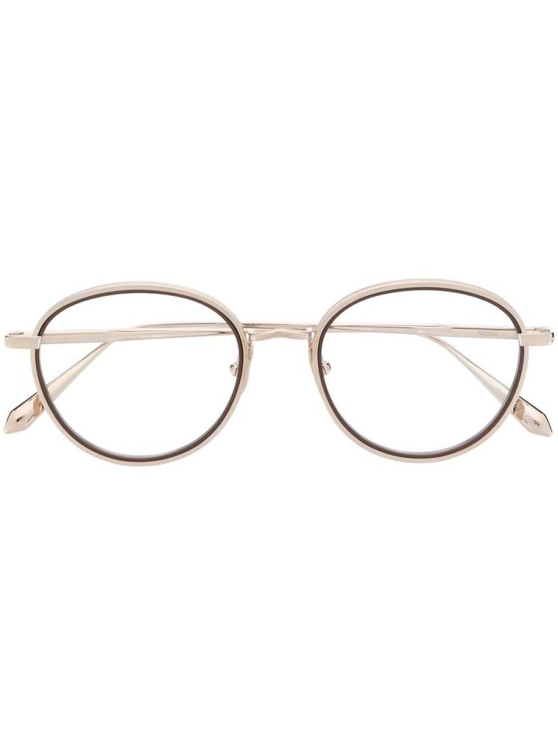 Linda Farrow engraved-detail round-frame glasses - Gold von Linda Farrow