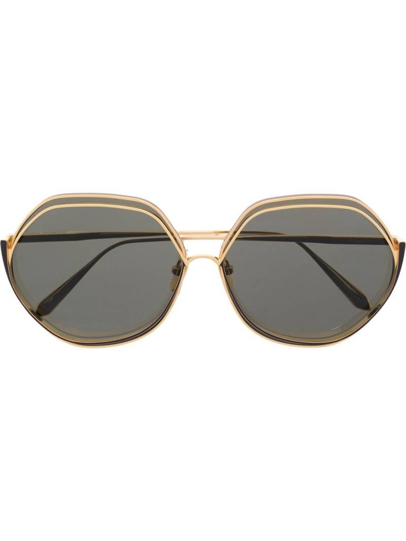 Linda Farrow rounded hexagonal-frame sunglasses - Gold von Linda Farrow