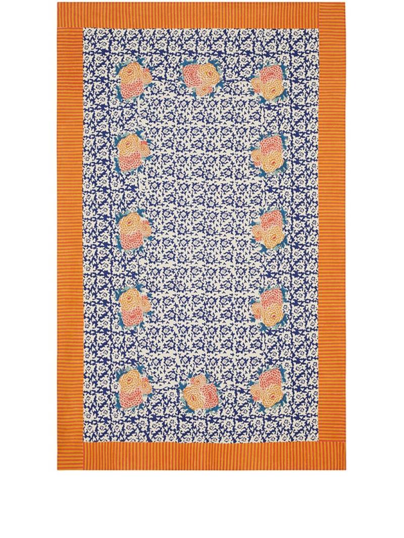 Lisa Corti Arabesque Corolla cotton tablecloth (270cm x 180cm) - Blue von Lisa Corti