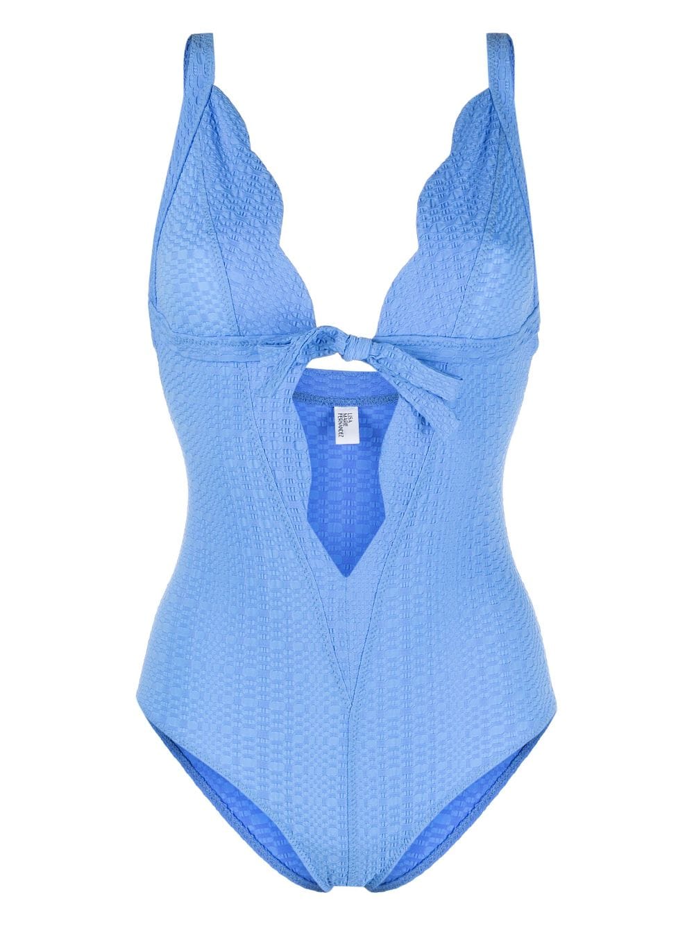 Lisa Marie Fernandez scallop bow-detail seersucker swimsuit - Blue von Lisa Marie Fernandez