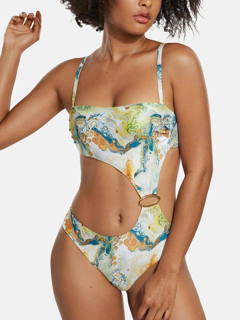 Einteiliger Badeanzug Monokini Verstellbare Träger Indonesia Damen Grün B/38 von Lisca