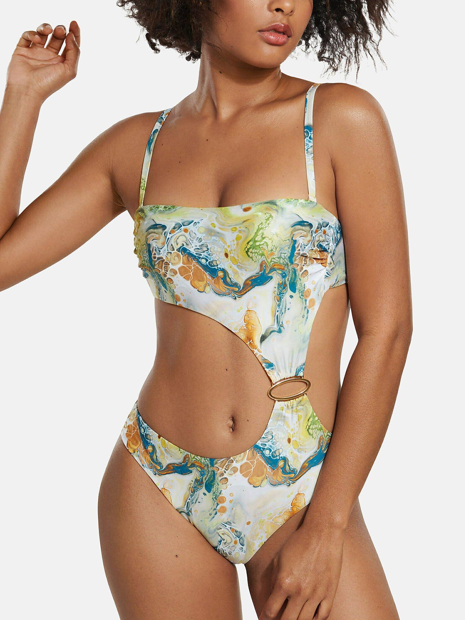 Einteiliger Badeanzug Monokini Verstellbare Träger Indonesia Damen Grün B/42 von Lisca