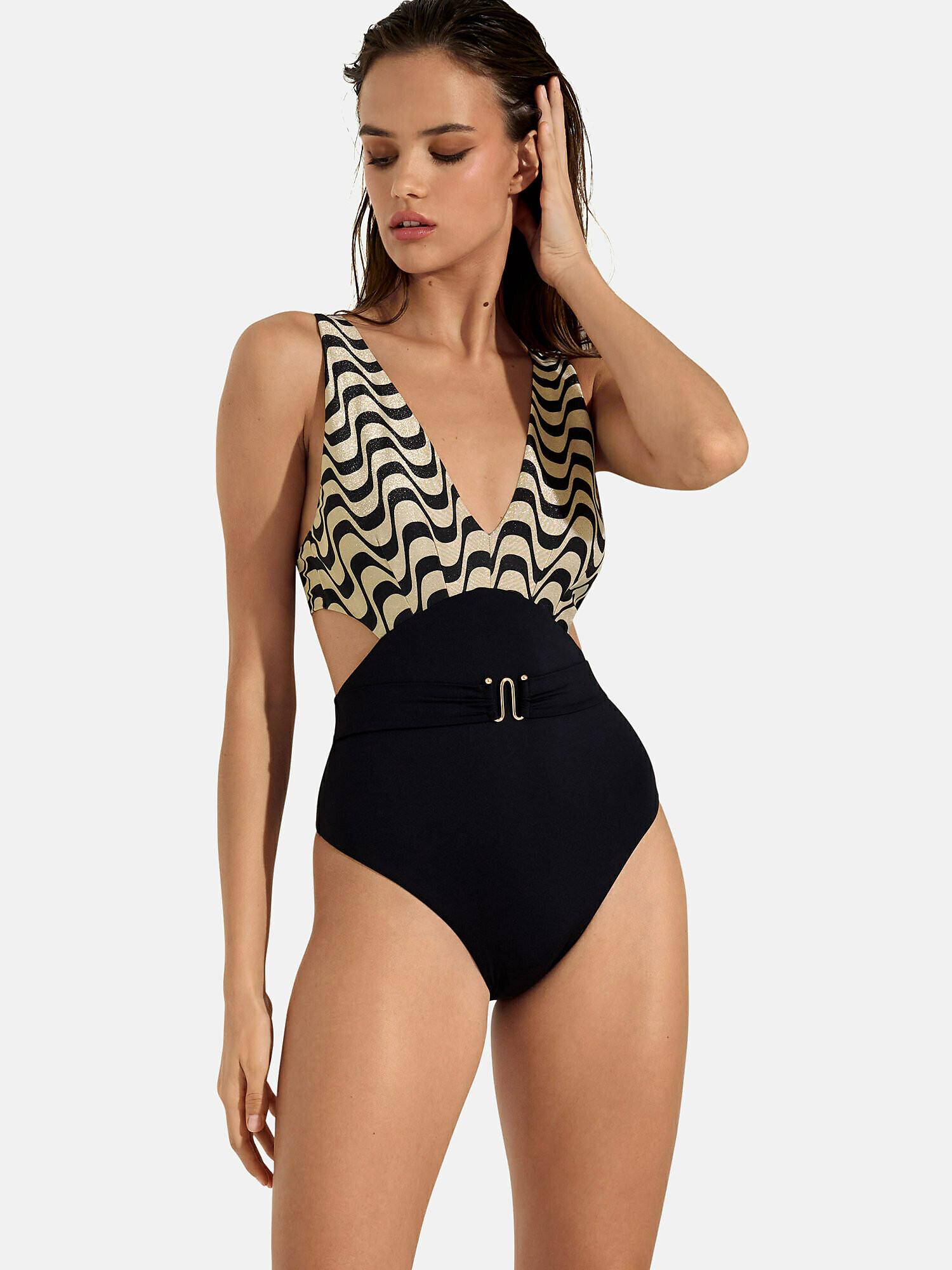 Einteiliger Monokini-badeanzug Vorgeformt Ohne Bügel Iceland Damen Schwarz M von Lisca