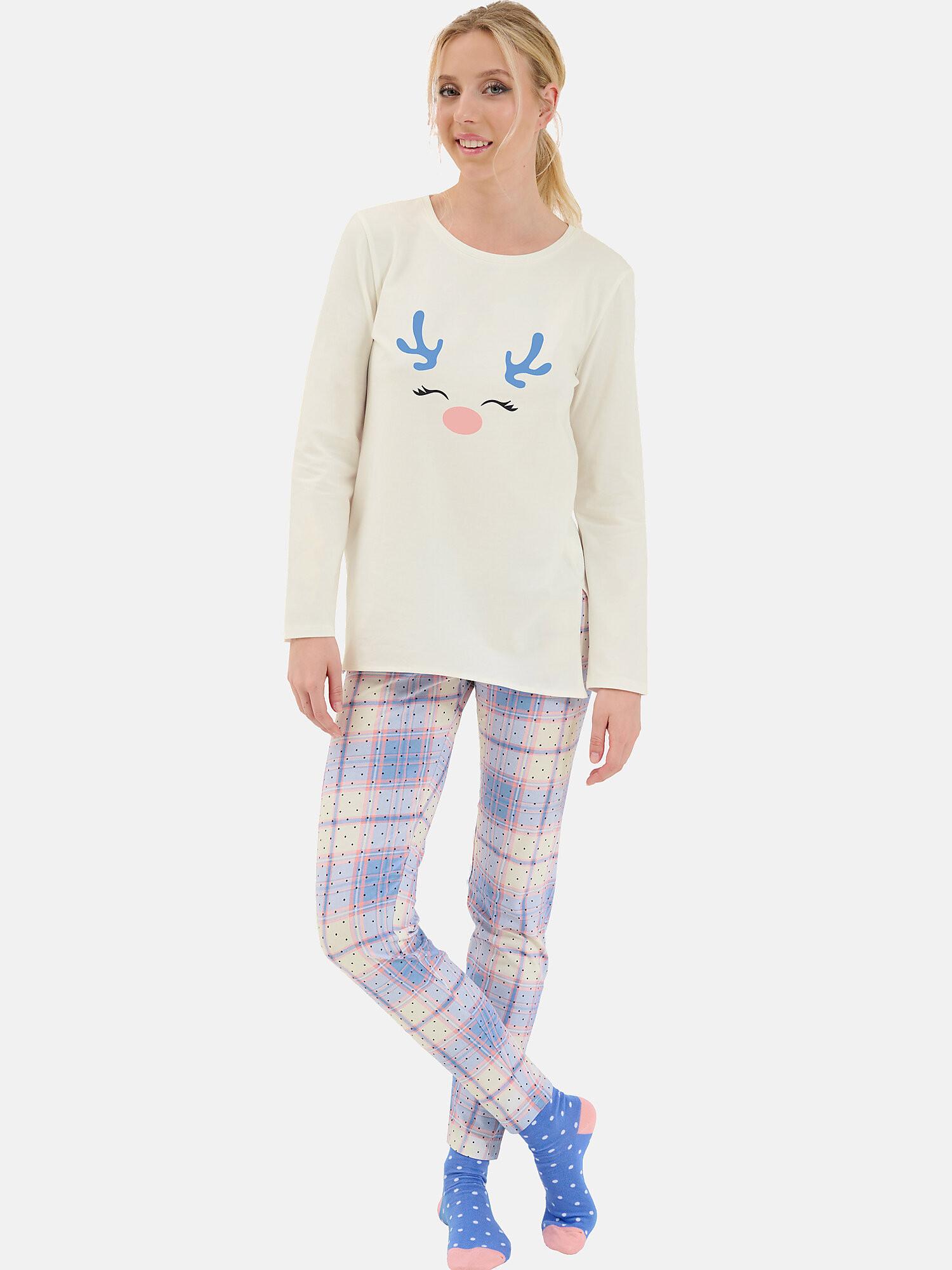 Pyjama Leggings Tunika Langarm Holiday Unisex Elfenbein XL von Lisca