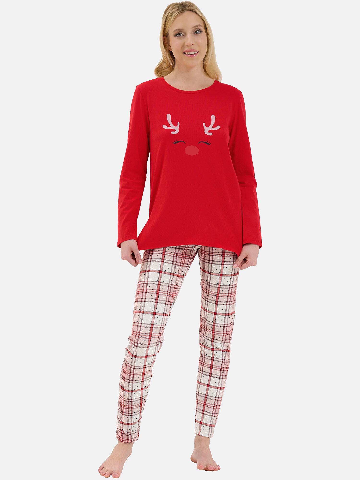 Pyjama Leggings Tunika Langarm Holiday Unisex Rot Bunt XL von Lisca