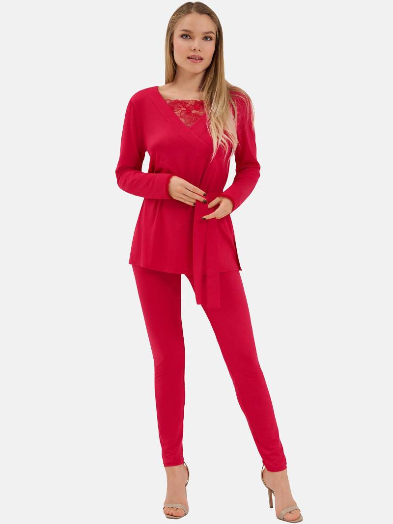 Pyjama Leggings Tunika Langarm Sympathy Unisex Rot Bunt S von Lisca