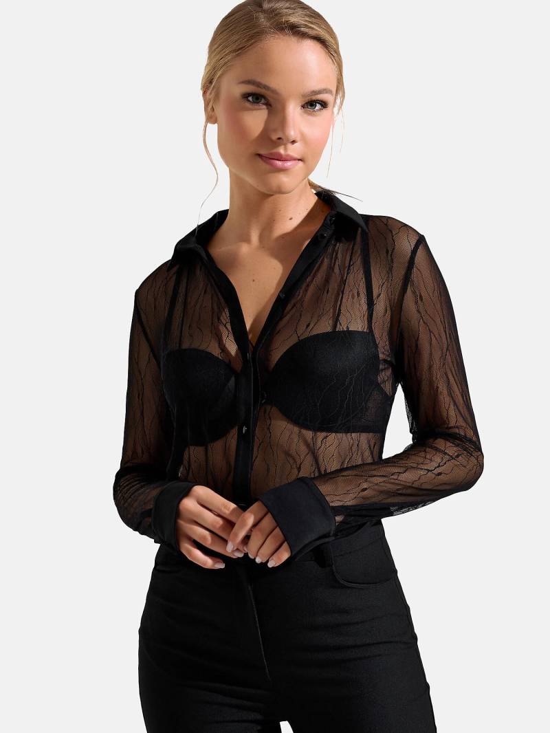 Transparentes Langarmshirt Nightscape Damen Schwarz 36 von Lisca