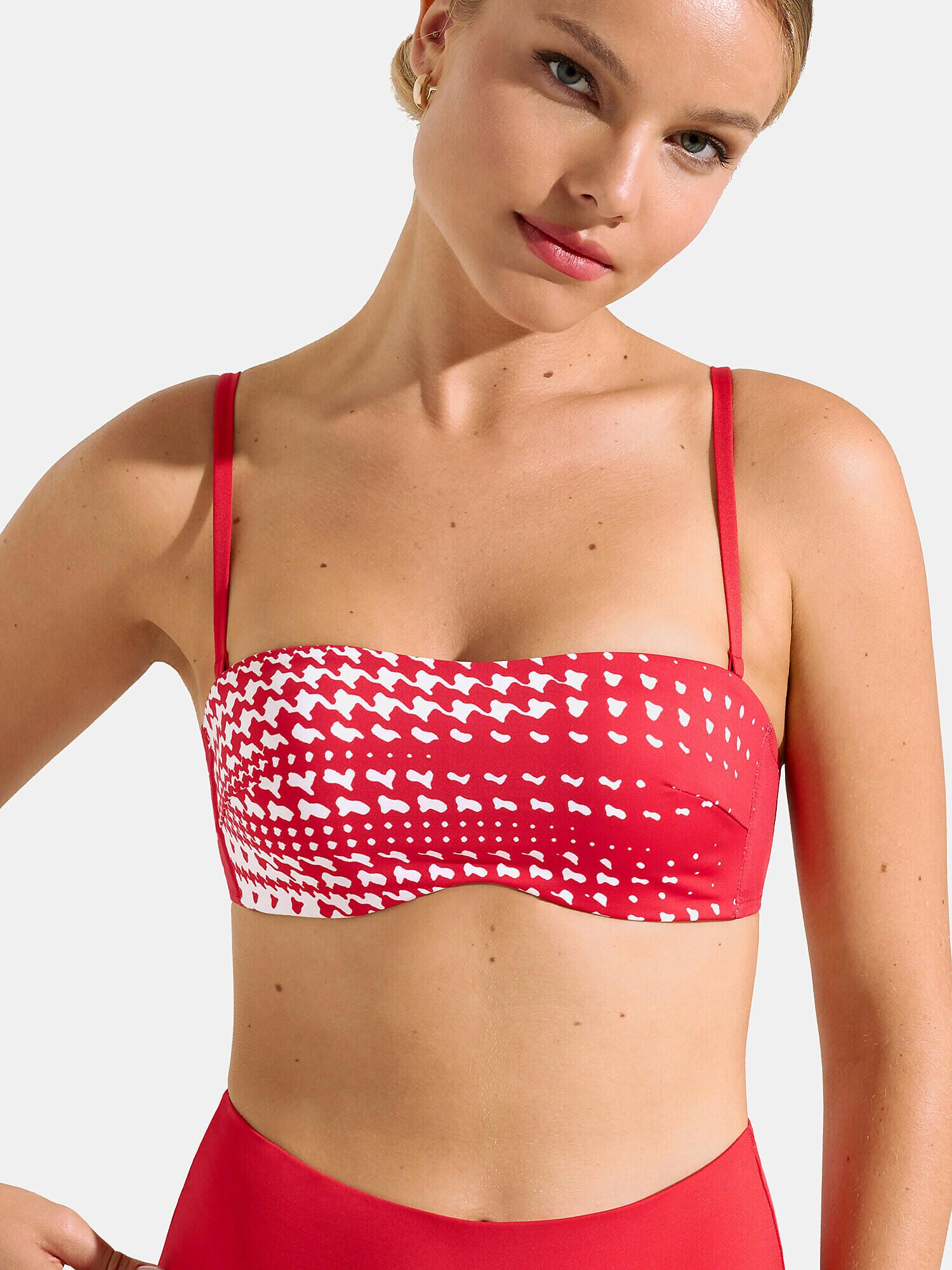 Vorgeformtes Bandeau-badeanzugoberteil Quito Damen Rot Bunt B/36 von Lisca