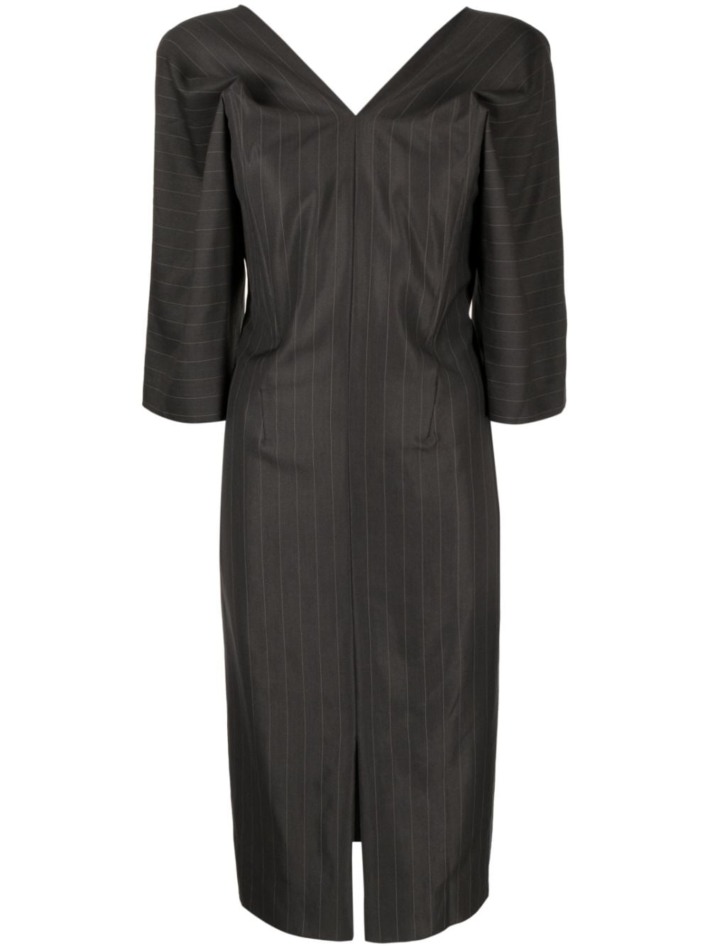 Litkovskaya striped wool-silk dress - Grey von Litkovskaya