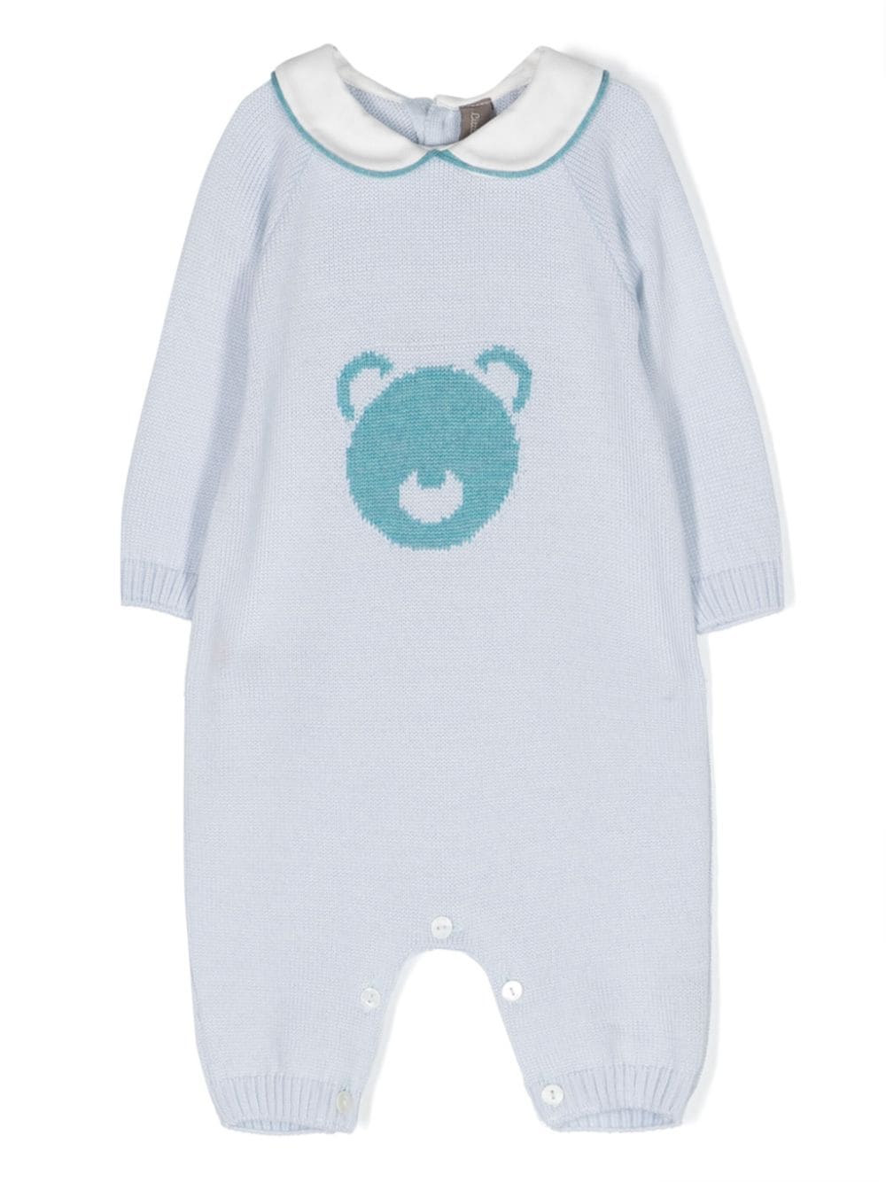 Little Bear bear-motif virgin wool romper - Blue von Little Bear