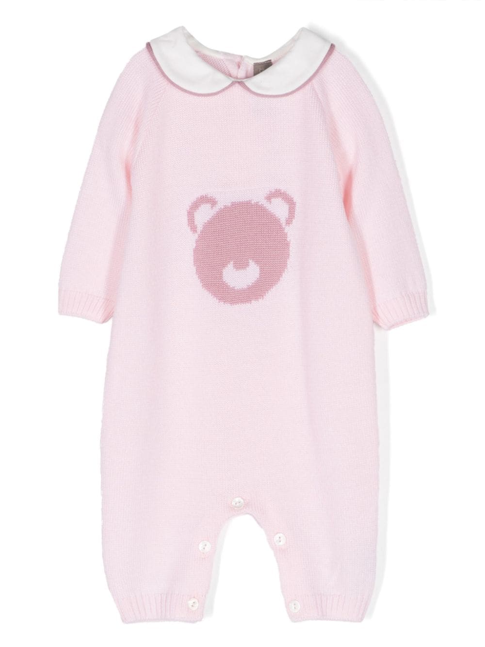 Little Bear bear-motif virgin wool romper - Pink von Little Bear