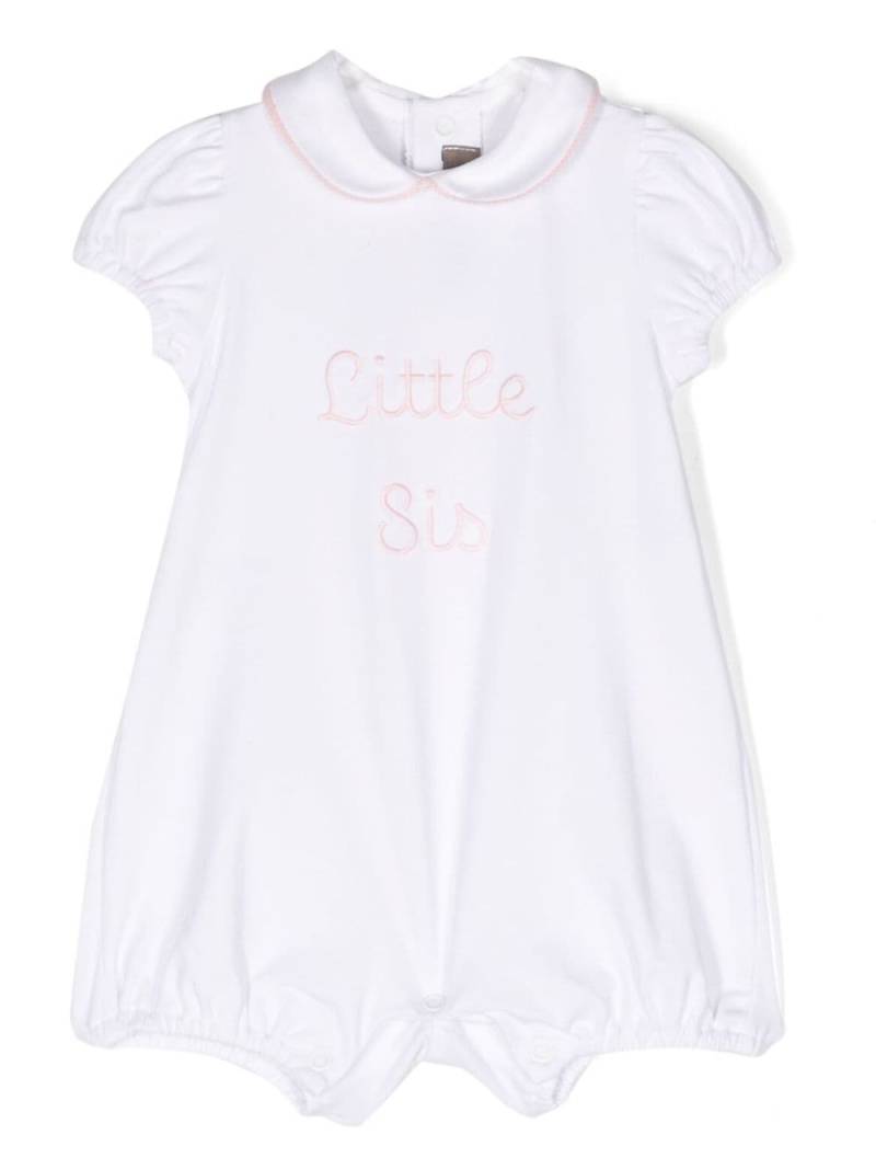 Little Bear embroidered-slogan stretch-cotton romper - White von Little Bear