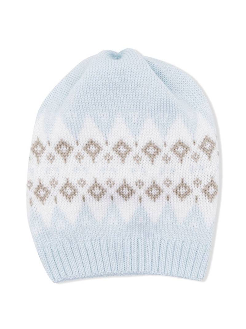 Little Bear patterned intarsia-knit hat - Blue von Little Bear