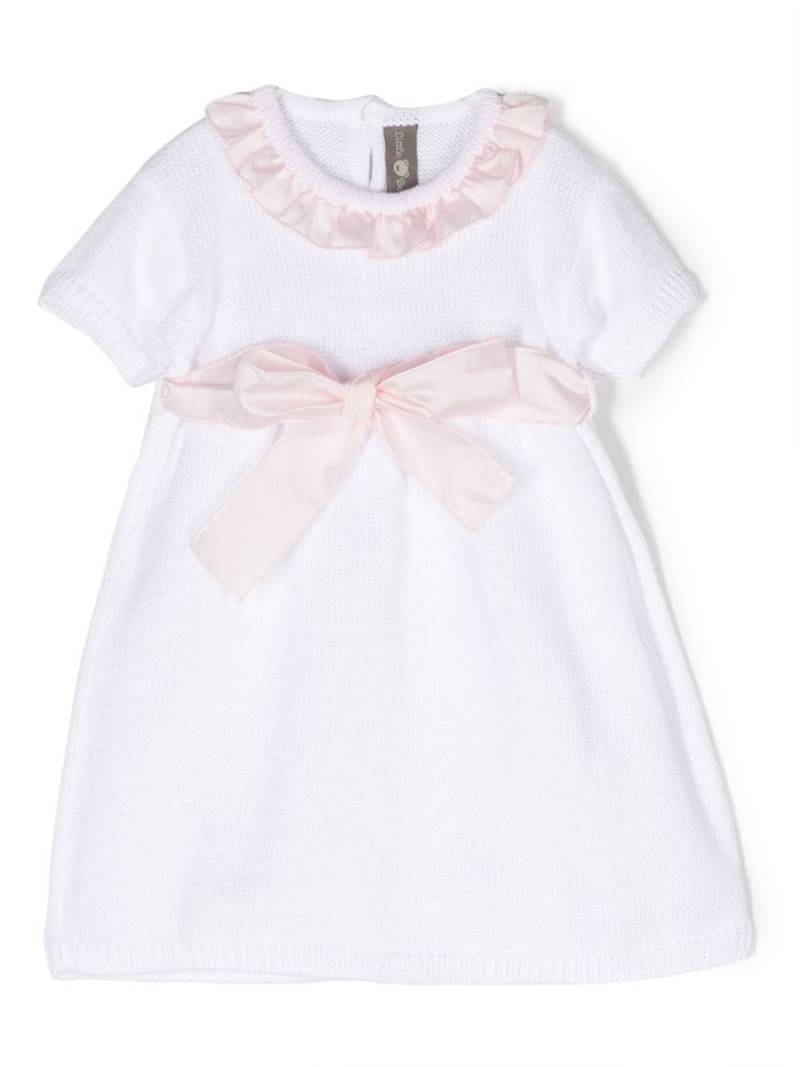 Little Bear ruffle-collar knitted cotton dress - White von Little Bear