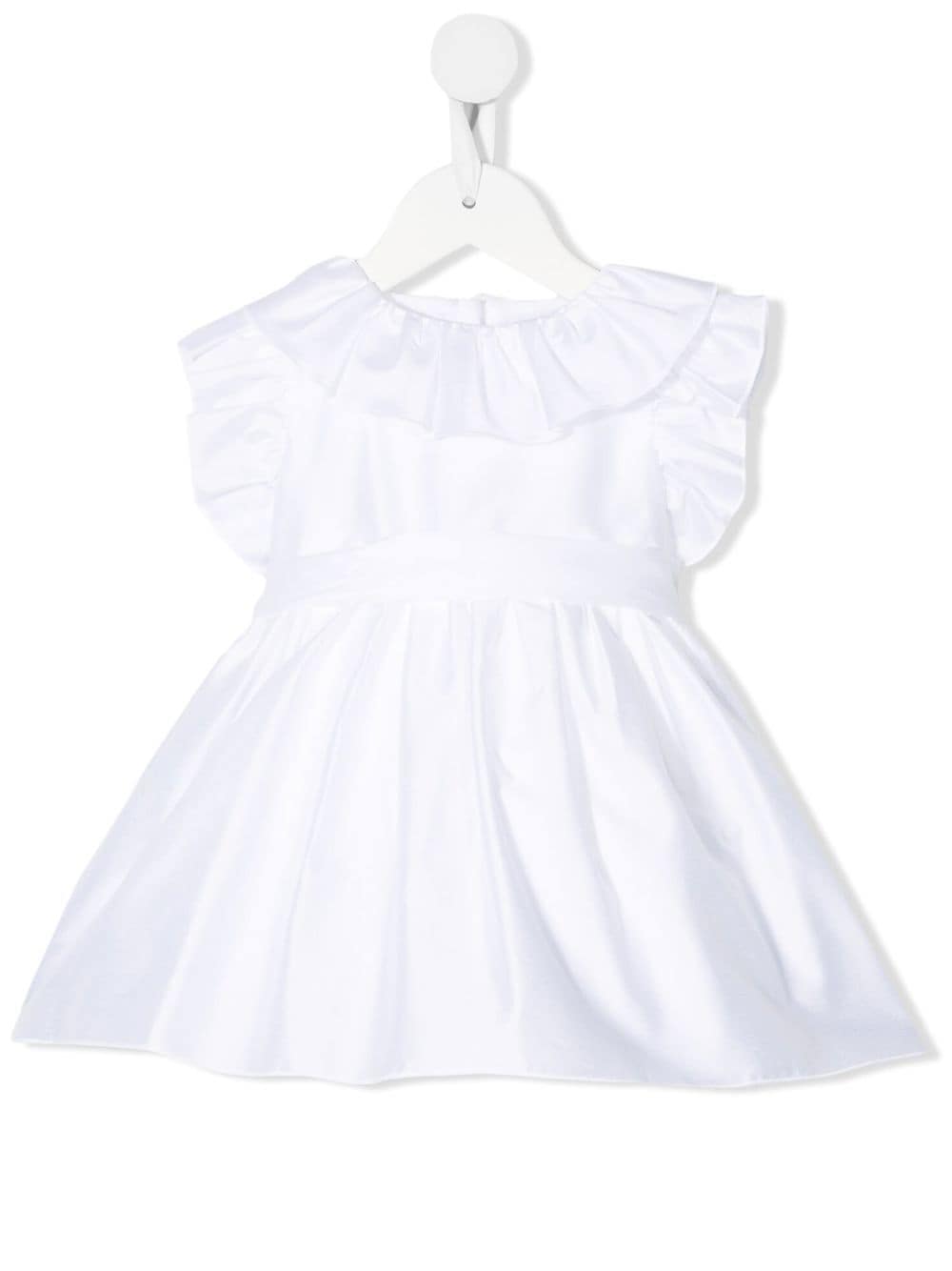 Little Bear ruffle-trim tie-fastening dress - White von Little Bear